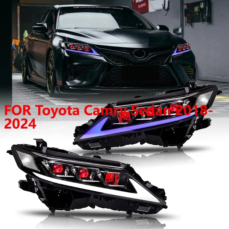 

1 пара светодиодных фар для Toyota Camry Sedan 2018-2024, передние фары DRL в сборе