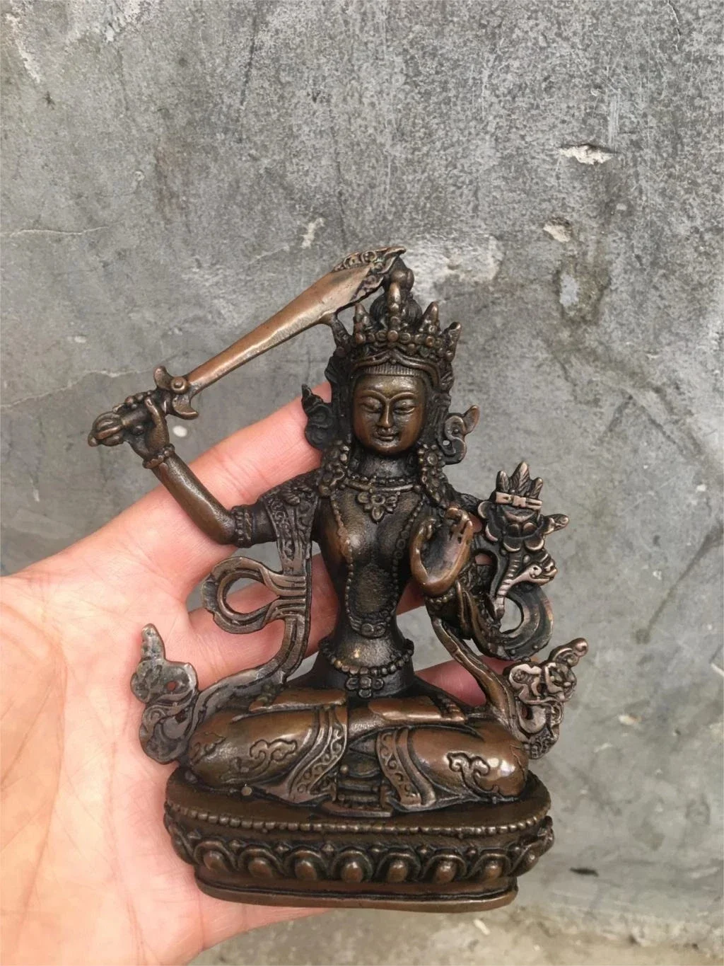 13.2cm Tibetan Buddhism Bronze Copper 7 Eyes White Tara GuanYin Bodhisattva Statue Manjushr Longevity Buddha Vajrasattva Four