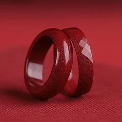 Natural Mineral Cinnabar Ring Gift Girlfriend Couple Love Luxury Fashion Eternity Jewelry Promise Engagement Amulets Mascots