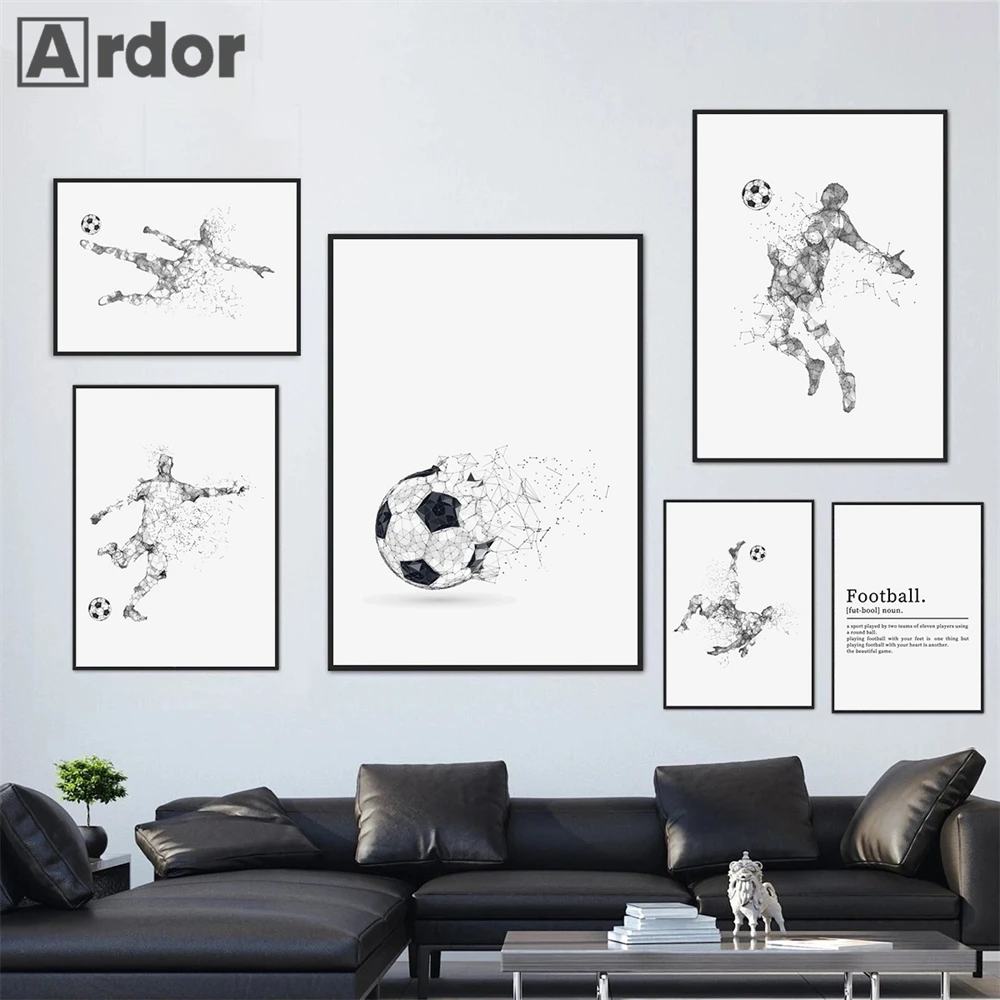 Teenager Football Canvas Poster Abstract Gift Art Painting Minimalist Wall Art Print Nordic Wall Pictures Living Room Home Decor