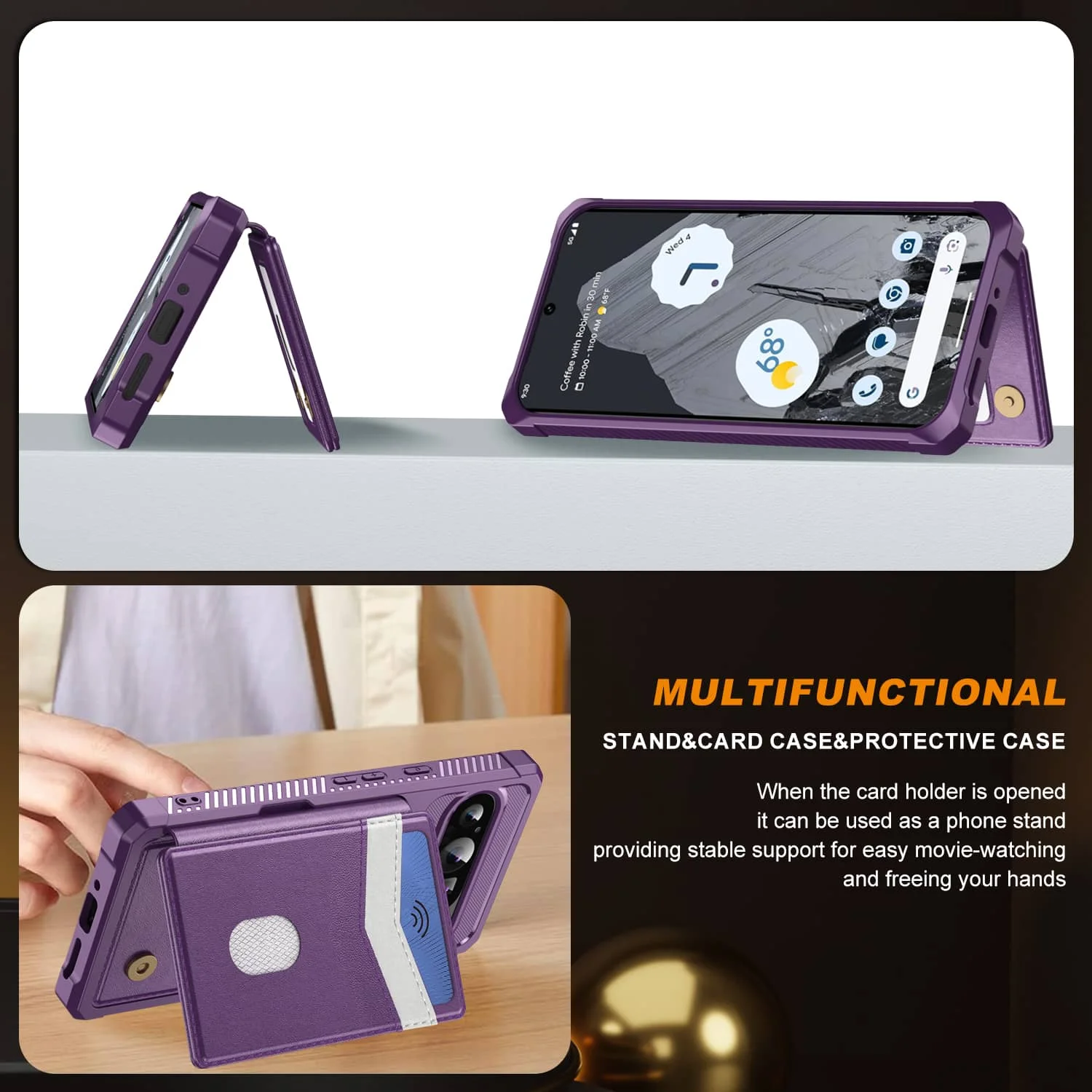 Pour Google Pixel 10 9 Pro XL 8 7 Pro 9A 8A 7A étui avec porte-carte, housse portefeuille à rabat arrière en TPU souple résistant aux chocs