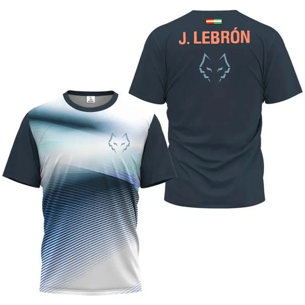 Camisola de manga curta com decote em O masculina, camiseta de tênis, moda badminton, uniforme esportivo, respirável, secagem rápida, cajon raposa,