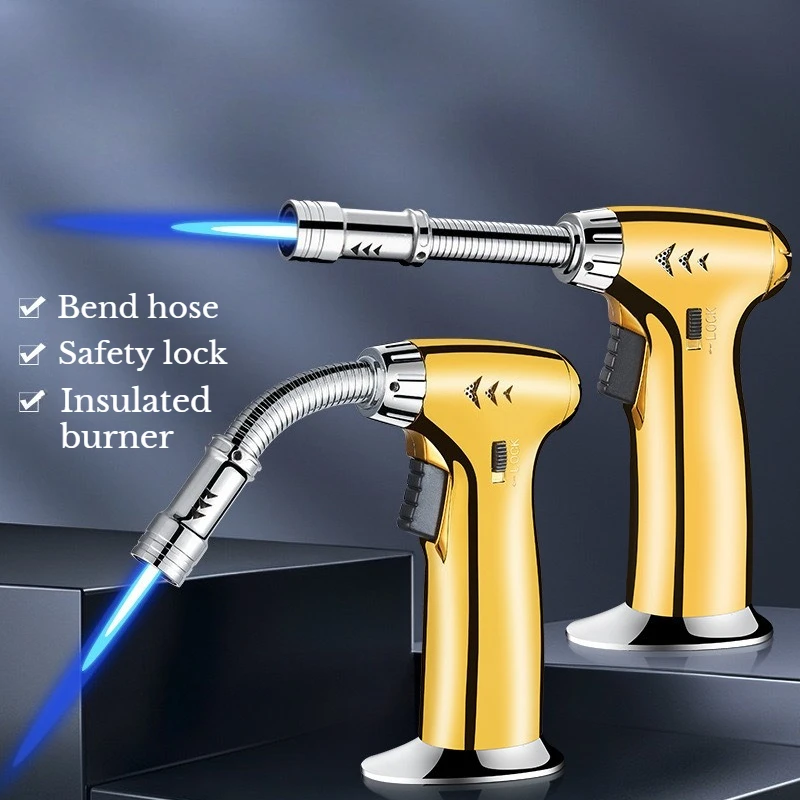 

New Blue Flame Spray Gun Handheld Windproof Metal Lighter Outdoor High-looking Barbecue Baking Flame Spray Gun
