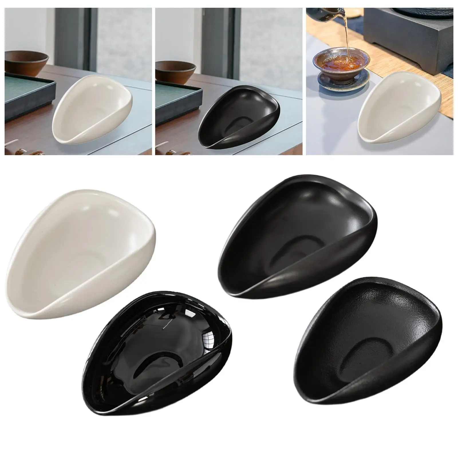 Ceramic Single Dosing Tray Coffee Powder Spoon Tools Tea Accessory Weigh Coffee Bean Container for Household Cafe