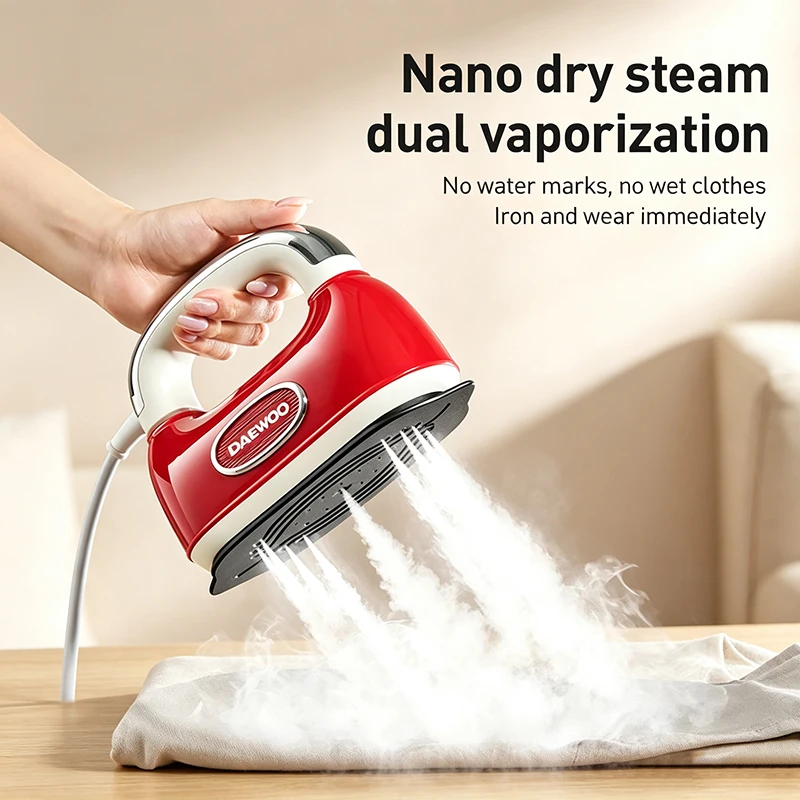 DAEWOO HI-045 Handheld Steam Iron with Folding Handle Instant Press Wear for Home Use Double-sided Panel Protects Fabrics