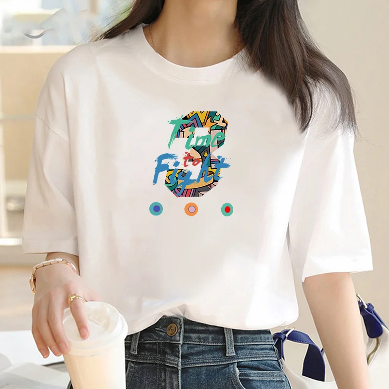 Fashion Women's T-shirt Kawaii English Print Short sleeve Trend T-shirt Casual o collar funny top Women's loose clothes