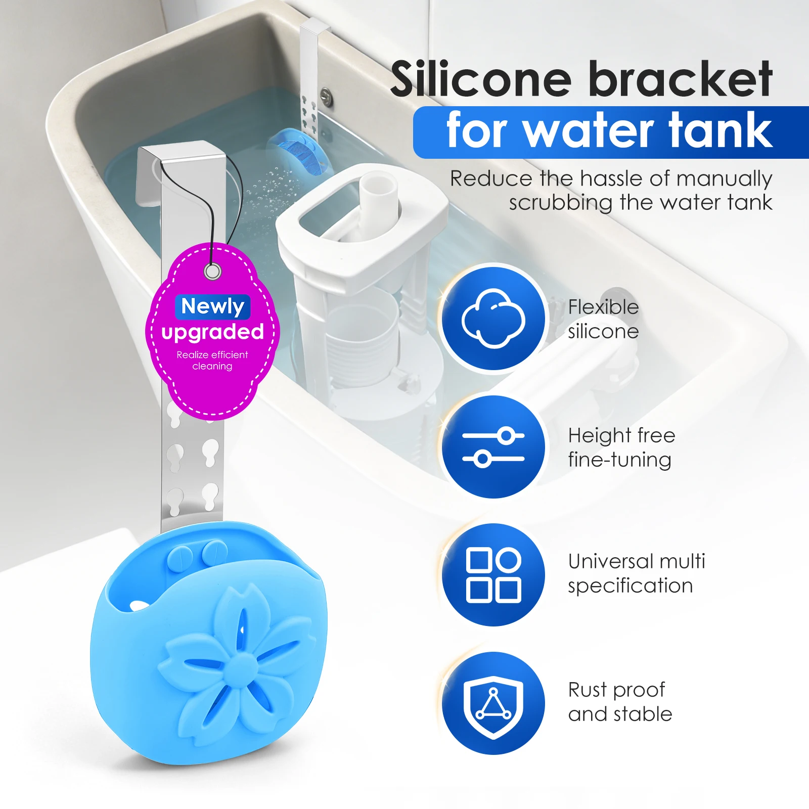 2Pcs Toilet Tank Cleaning Tablet Holder Adjustable Hanging Toilet Tank Bleach Tablet Bracket Bathroom Toilet Tank Hook Holder