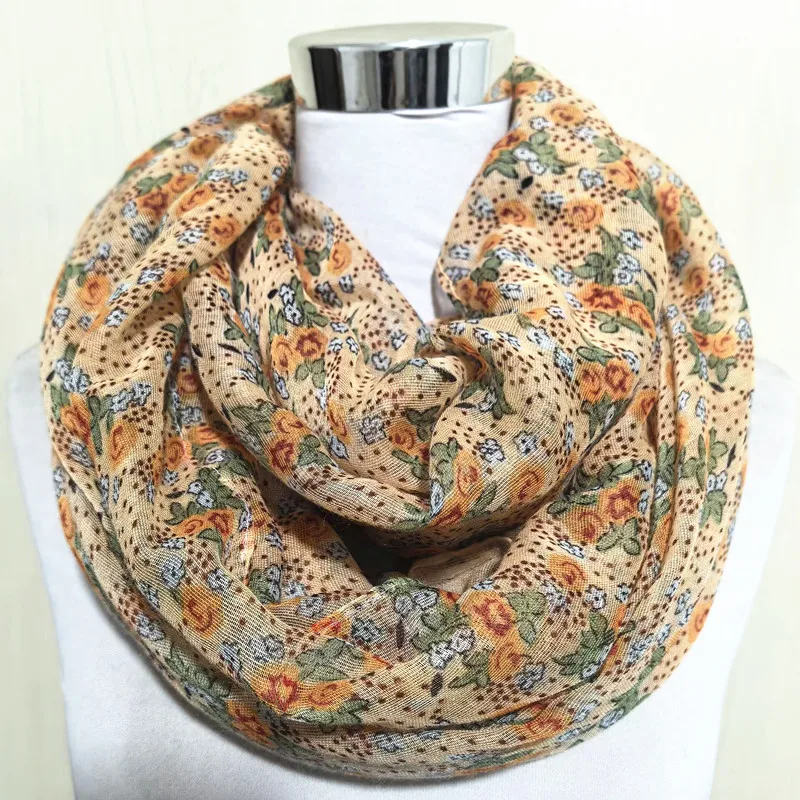 

10 шт./лот, шарф с цветочным принтом бесконечности для женщин, весенне-осенний мягкий женский шарф с цветочной петлей, однотонный хиджаб с краями, женская шаль