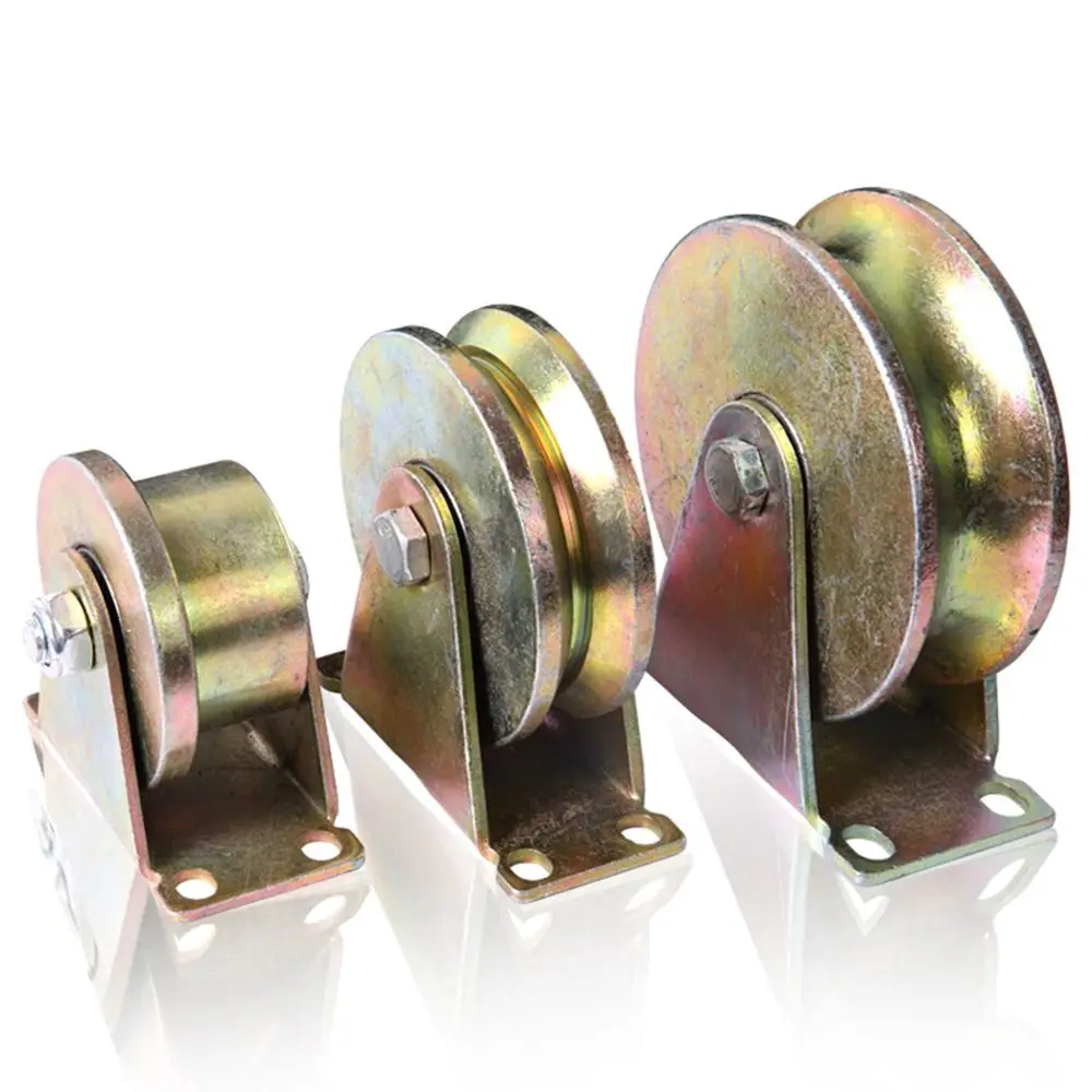 Polea de rodamiento de rueda de pista rígida de acero inoxidable, rodillos de puerta corredera de Color Chapado en forma de U/V/H, herrajes para el hogar, 1 piezas