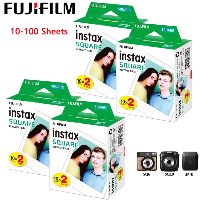 Klasyczne filmy Fujifilm Instax Square z białą ramką, papier fotograficzny, 10, 20, 50, 100 arkuszy do aparatów natychmiastowych Instax SQ10, SQ6, SQ20, Share SP — zdjęcie produktu 7
