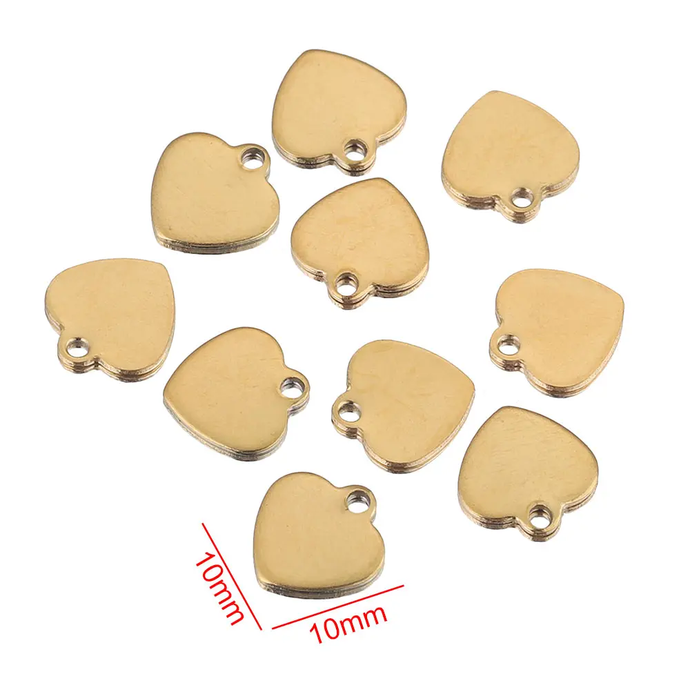 20pcs Stainless Steel Small Flat HeartCharms Pendant for DIY Jewelry Making Necklace Ornaments Bracelet End Tail Charm Supplies