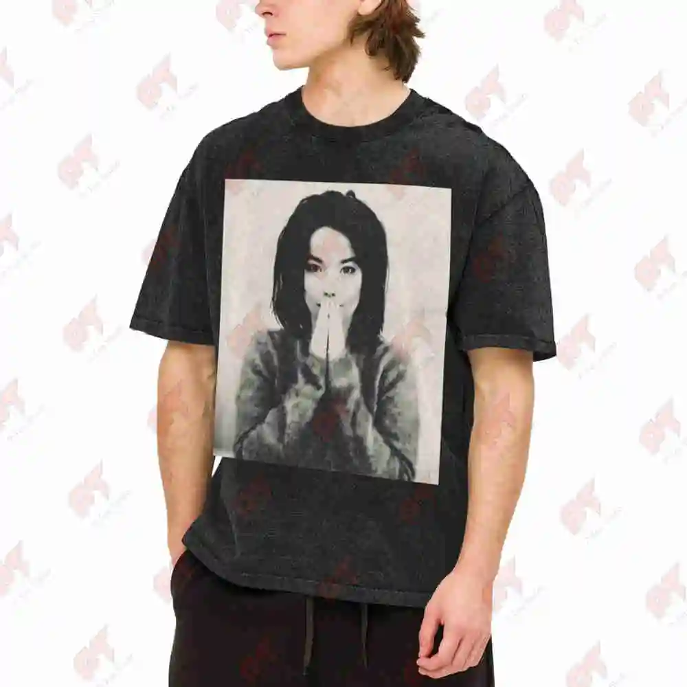 Bjork 1993 Debut Album Oversized Vintage Washed Tee Pure Cotton T-Shirt