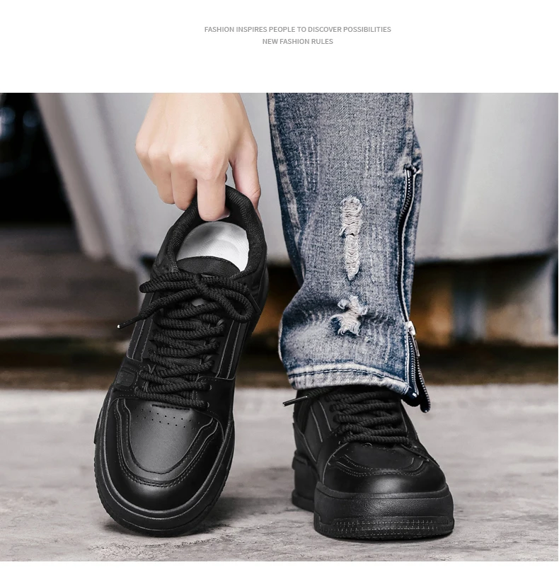 Herren Koreanische Freizeitschuhe mit Dicker Sohle für Alle Jahreszeiten, Weiche Rutschfeste Leichte Outdoor-Wanderschuhe, Flache Sportschuhe für Studenten – Detail 12