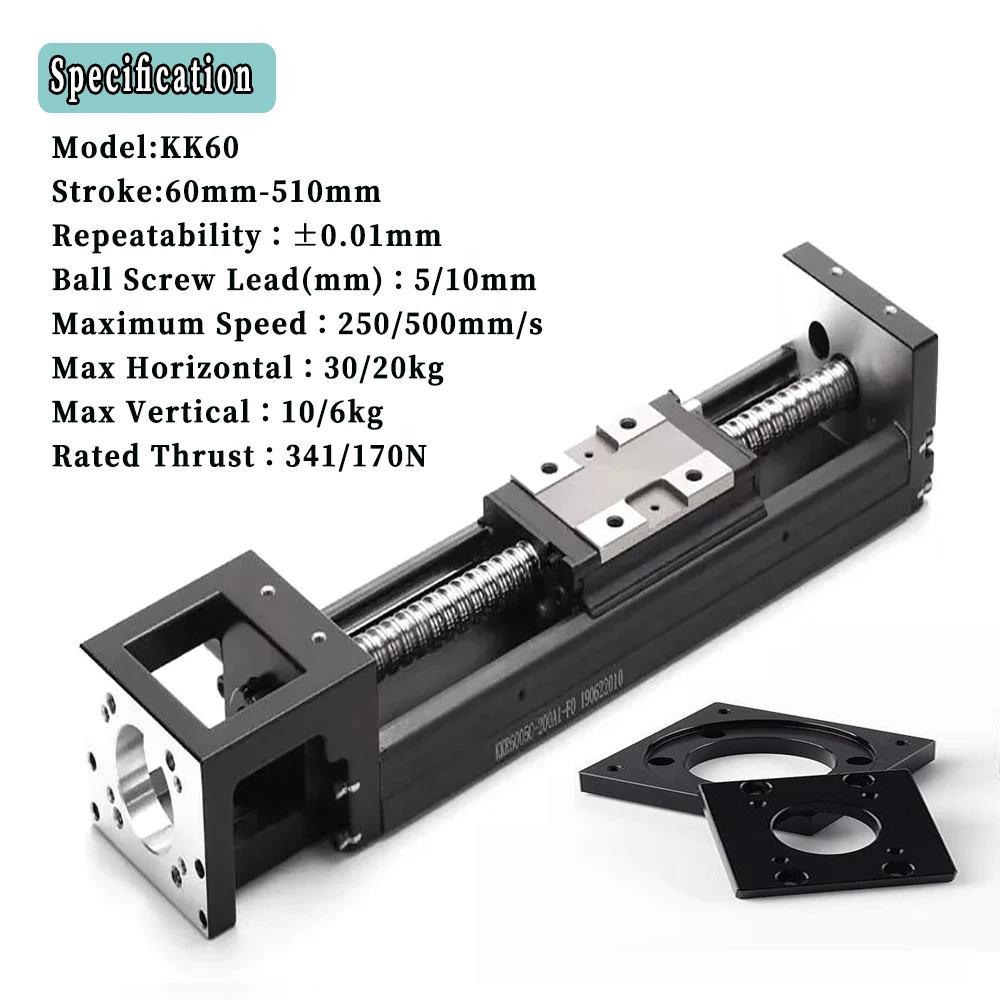 Imagem -05 - Módulo Movente Linear da Elevada Precisão Tabela Deslizante do Parafuso da Esfera Guia Industrial do Robô Repetibilidade ± 0.01 do Curso Kk60 60 Mm510 mm