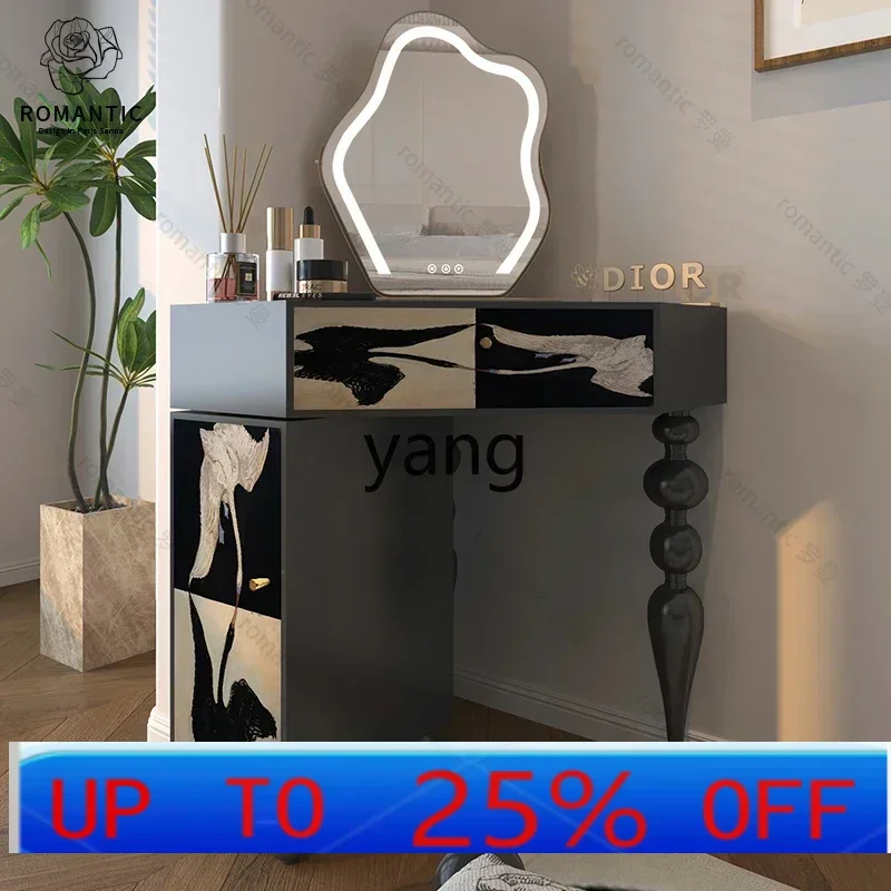 

LMM retro black solid wood dresser integrated locker bedroom storage makeup table