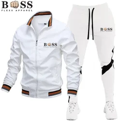 Bss flexx Bekleidung 2024 Herren Trainings anzüge Herren Sets Sweatshirt Jogging hose Trainings anzug Reiß verschluss Stehkragen Sporta nzug Jogging Fitness