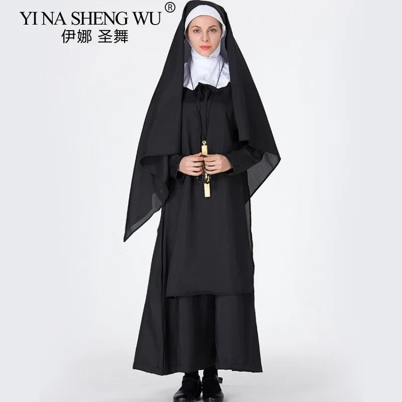 European and American Cos Female Halloween Nun Robe Cosplay Costume 4-Pieces Set Classic Trend Cosplay Costume For Masquerade