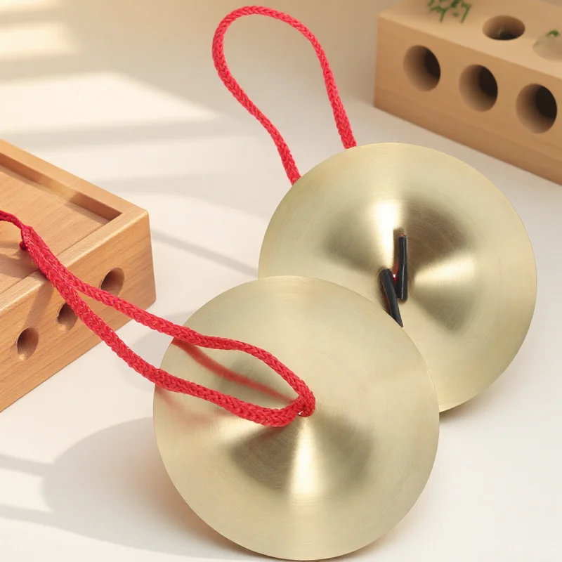 

1 Pair Finger Cymbals Alloy Material Durable Safe Smooth Edges Glossy Design Dance Entertainment Crisp Melody