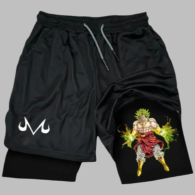 Anime Themed Men's 2-in-1 Compression Shorts, Quick Dry for Sports Training & Intense Workout