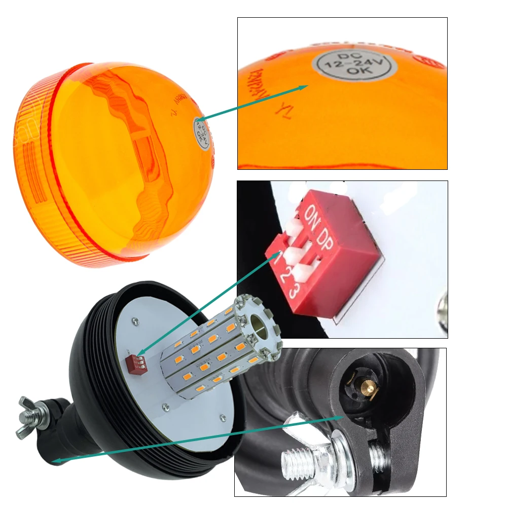 

12-24V Flashing Beacon Warning Light For Truck Beacon Lamp Flashing Warning Vehicle Emergency Security Alarm Waterproof