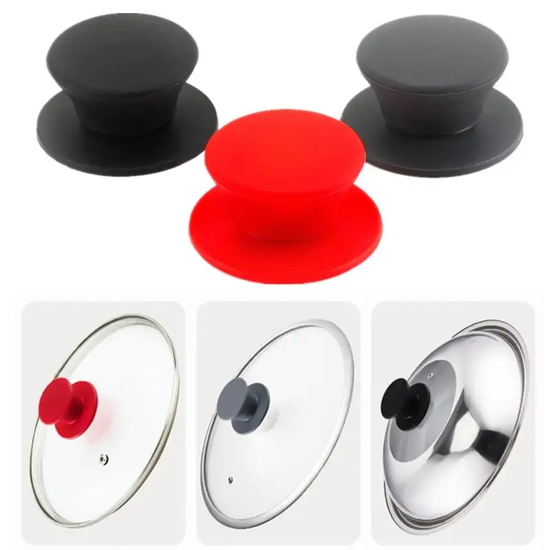 1PCS Topf Deckel Knopf Silikon Universal Schwarz Rot Grau Topf Griff Ersatz Küche Kochgeschirr Abdeckung Knöpfe Für Pan Deckel küche