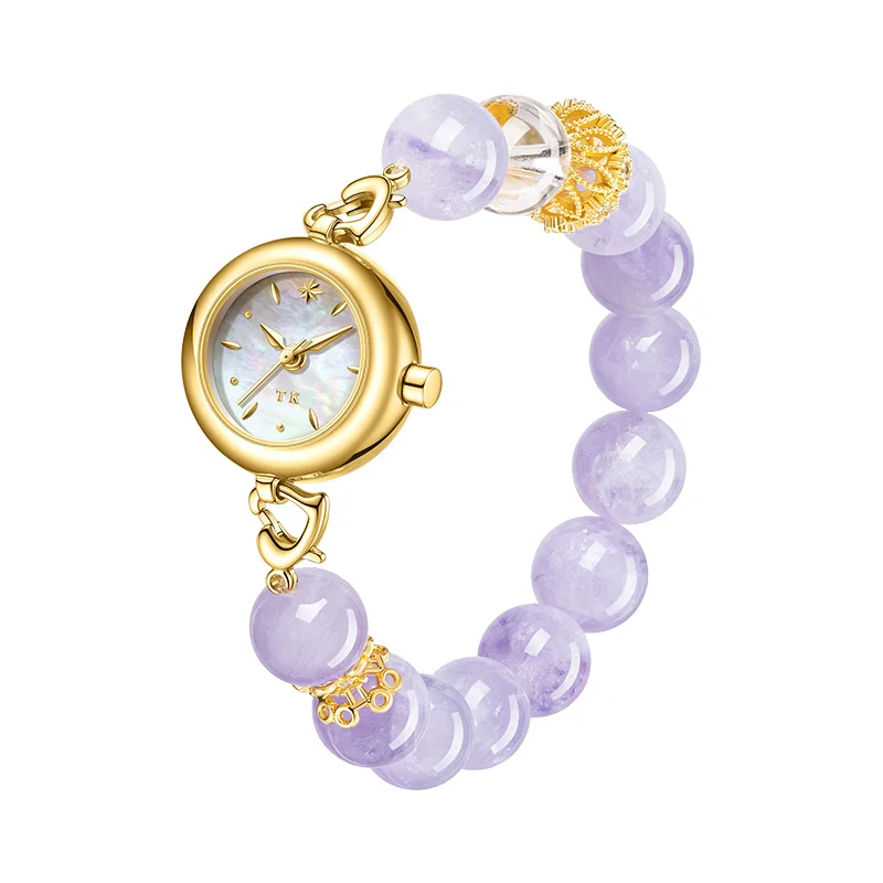 TIMETOKEN 2025 ساعة نسائية عصرية لون دافئ حر شكل كريستال الحد الأدنى تصميم طبيعي متعدد الاستخدامات