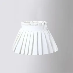 College Style Bows Skirt for Girl Summer All-match Short Pleated Skirt White High Waist Teen Kids School Dance Performance Skirt