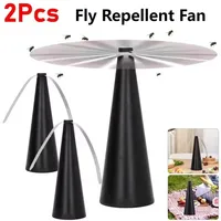2Pcs Portable Fly Fans for Table Fly Destroyer Keep Flies Bugs Away From Food Outdoor Kitchen Fly Repellent Fan for Restaurant
