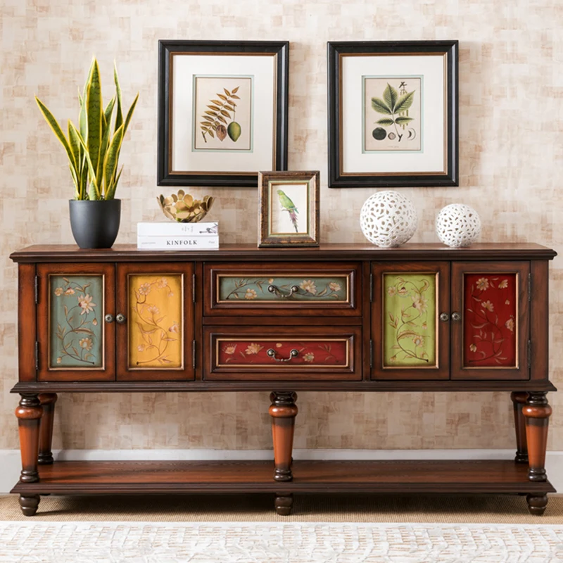 

European entrance table American country dining side cabinet side view table cabinet length height TV cabi