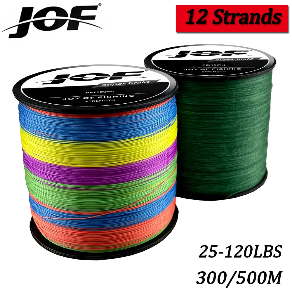 

JOF 12 Strand 300/500M Fly Carp Braided Fishing Line Saltwater Freshwater Weave Extreme Wire 25-120LBS Japan PE Multifilamento