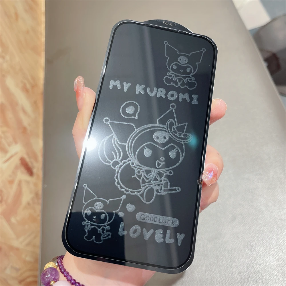 Pochacco Kuromi واقي شاشة كامل لهاتف iPhone 17 16 15 14 13 Pro Max 15 Plus 14Plus طبقة غير مرئية من الزجاج المقسى