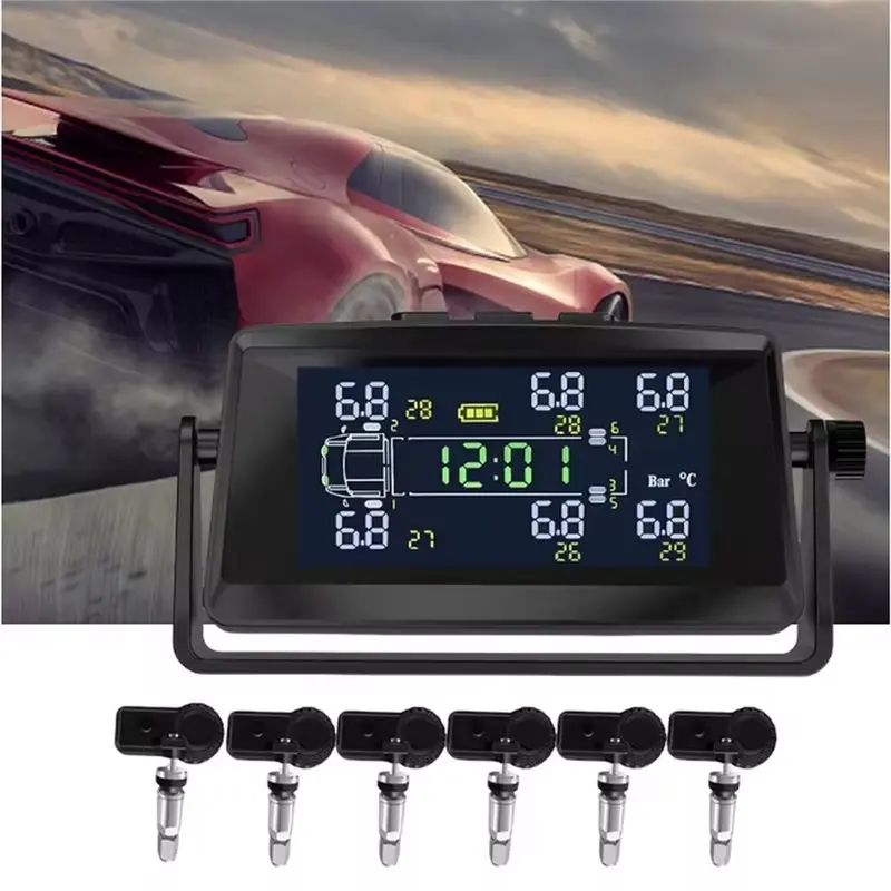 Tire Pressure Monitor System With 6 Sensors 1 Set Tyre Temperature Alert For RV/Trailer Applications-A91R