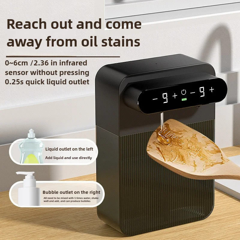 400 ml + 400 ml USB oplaadbare tweekoppige contactloze automatische schuimzeepdispenser - aan de muur gemonteerd voor meerdere scenario's