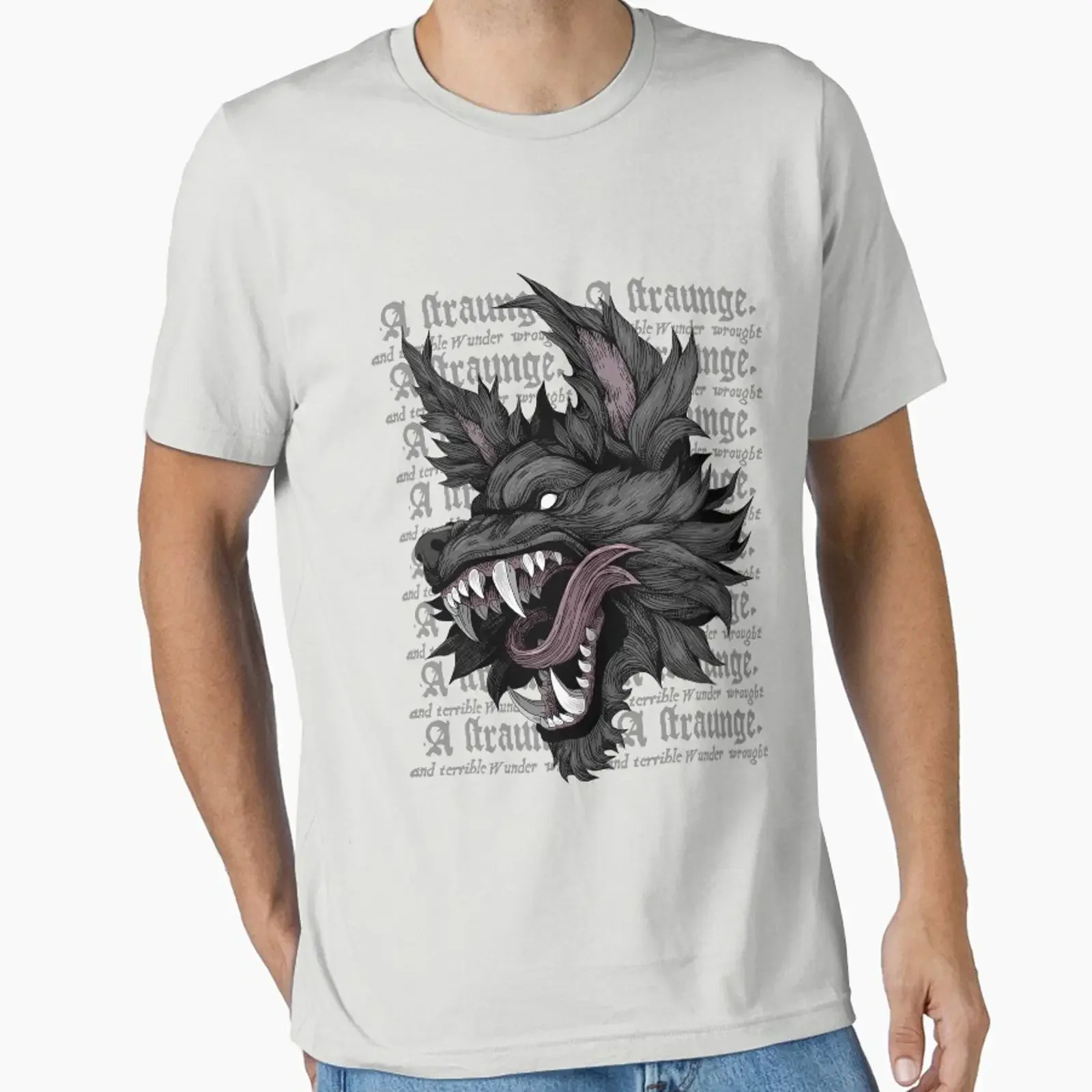 Black Dog Spectral Hellhound Cryptid designed and sold by wingedwolf94 vintage Washed homme Top For Everyday Wear Soft Casual