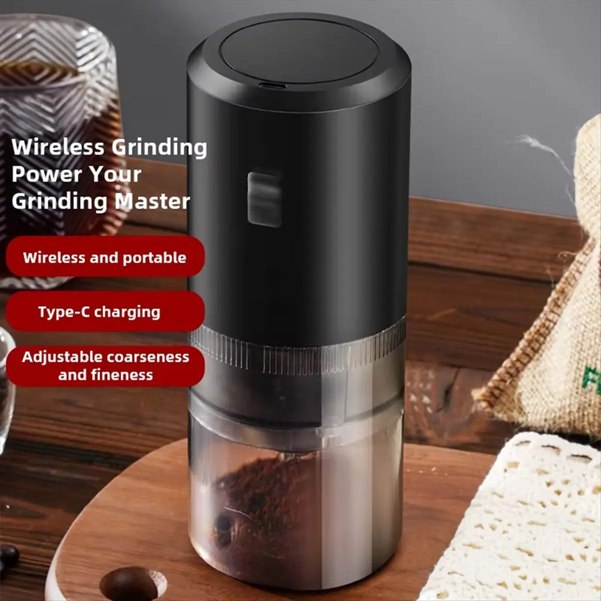 Portable Electric Coffee Grinder - USB-C Rechargeable, Ceramic Grinding Core, Efficient Coffee Bean Milling Tool &LICG