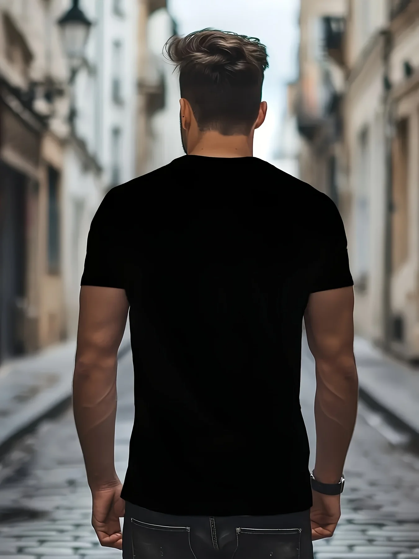 تي شيرت برسومات Marvel Groot للرجال - طباعة، تي شيرت صيفي كاجوال أسود مع سماعات رأس وتصميم زهور، مقاس عادي، مستدير #2