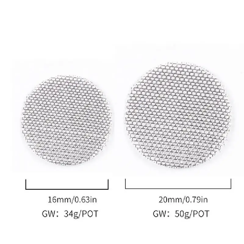 500pcs 16/20mm Stainless Steel Smoking Pipe Filter Silver Screens Hookah Water Pipes Gauze Mesh Net Tobacco Smoking Accessories