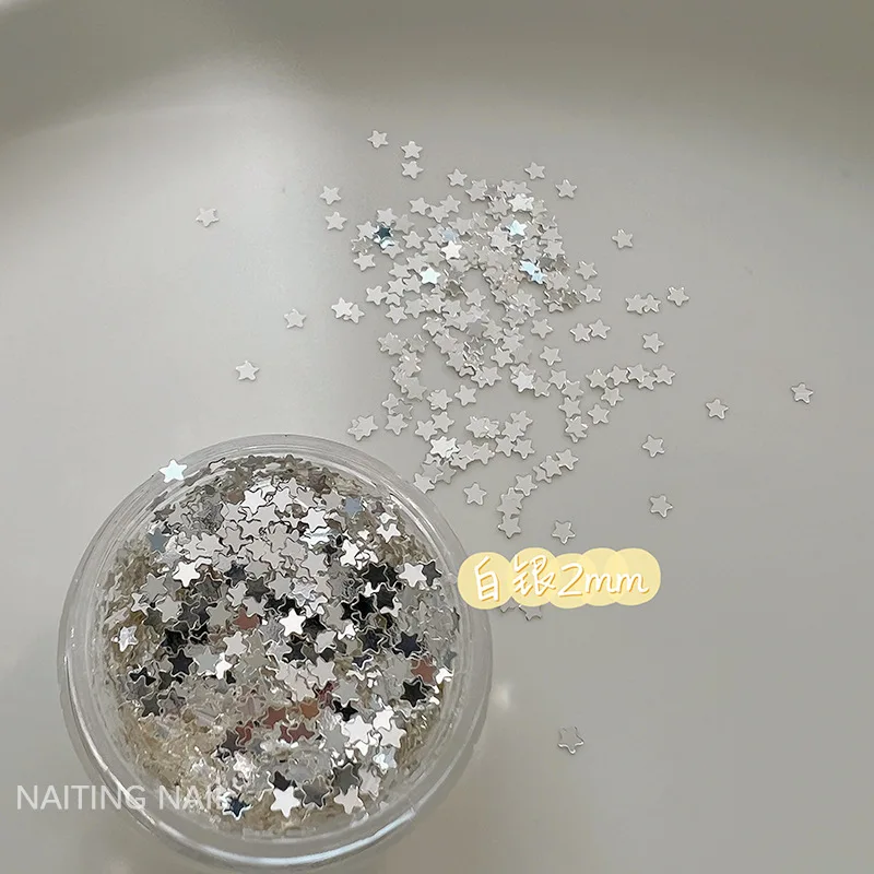 2mm Mini Star Nail Glitter Colorful Candy Mixed Color Gold Silver Thin Sheet Nail Decoration Accessories