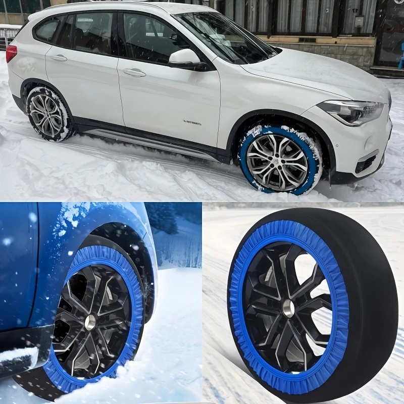 

1 пара синих тканевых накладок на колеса (непромокаемые) для повышения сцепления на снегу, грязи и песке, моющиеся, для зимнего вождения, аварийно-спасательные