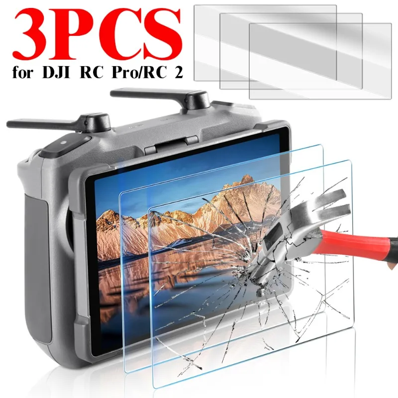 5-1PCS Tempered Glass Films for DJI RC/RC2 Remote Control Full Coverage Ultra-clear Hardness Screen Protectors for DJI RC 1 2