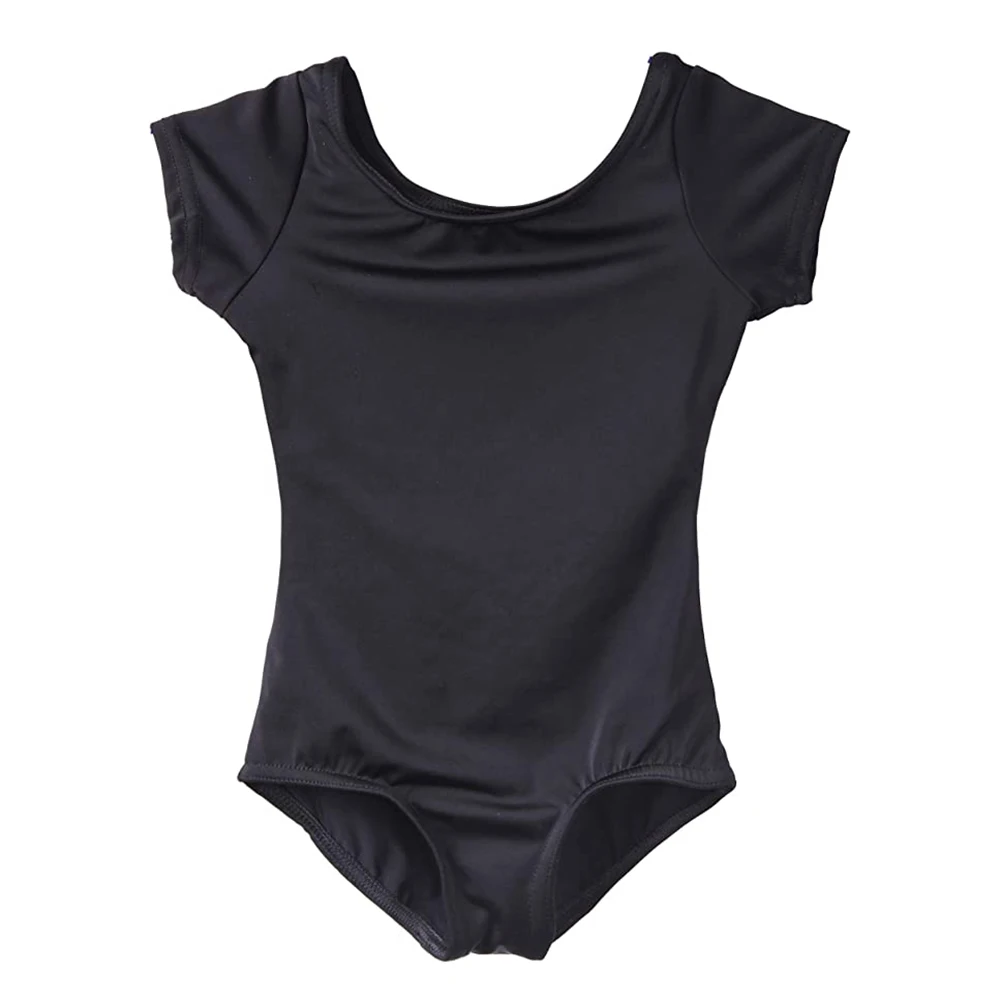 LaranLULU 여아용 반팔 레오타드 발레 댄스웨어 스판덱스 스쿱넥 체조 상의 어린이 무대 공연 바디수트