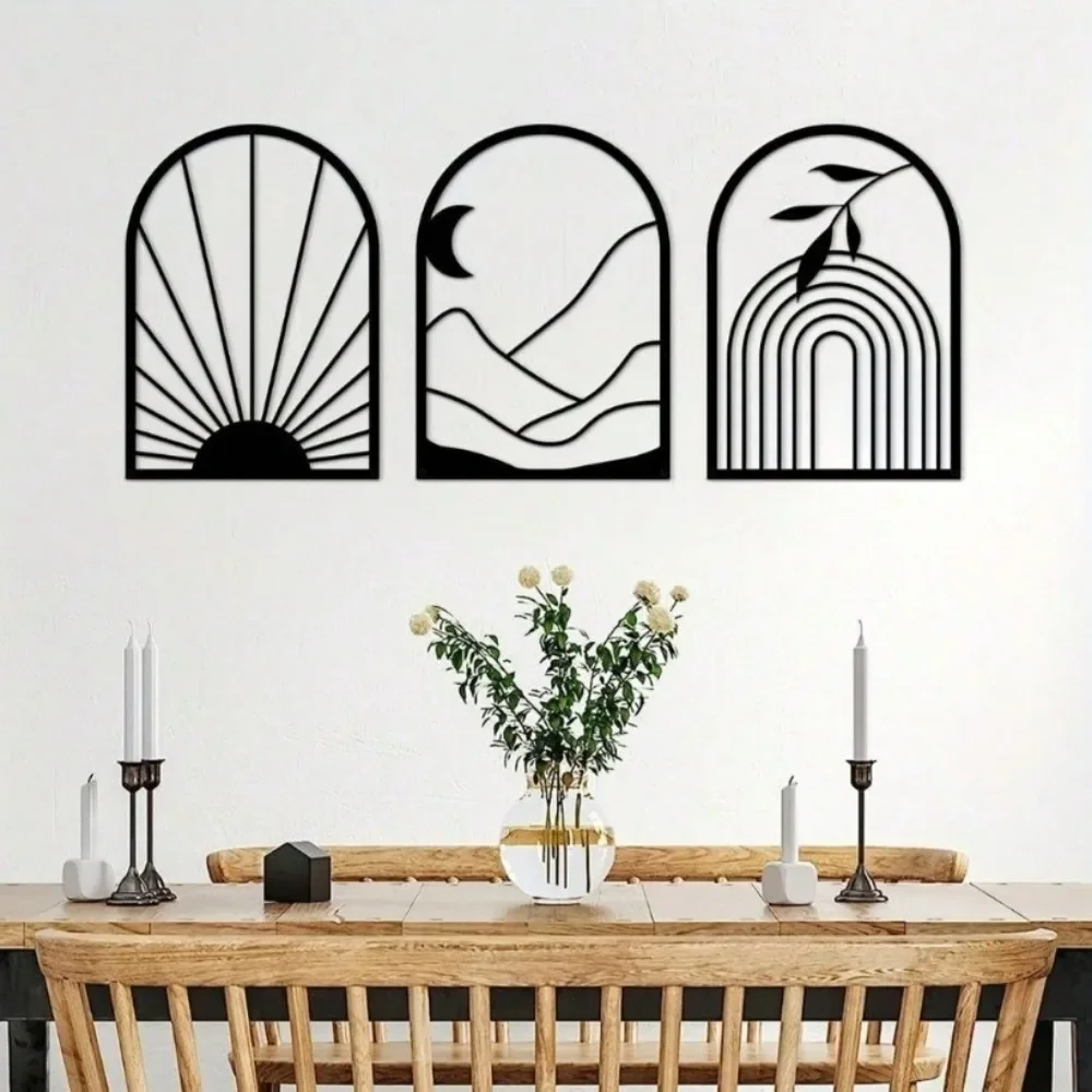 CIFBUY Bohemian Abstract Line Iron Wall Art Metal Sculpture Rust Proof Outdoor Home Hanging Decor Gift Plaque Sign
