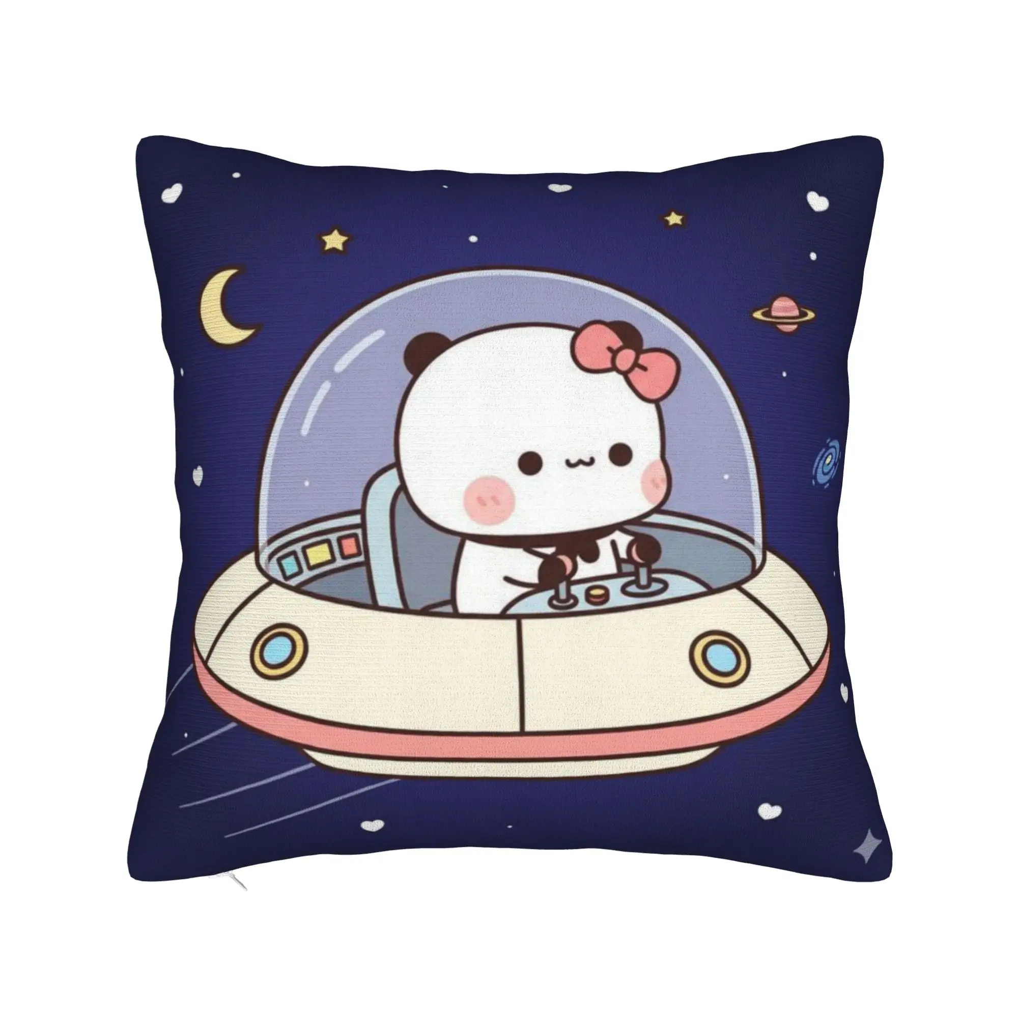 Cartoon Panda Bubu Dudu Pillowcase Polyester Cushion Cover Decoration Alien Spaceships Pillow Case Cover Home Square 45*45cm