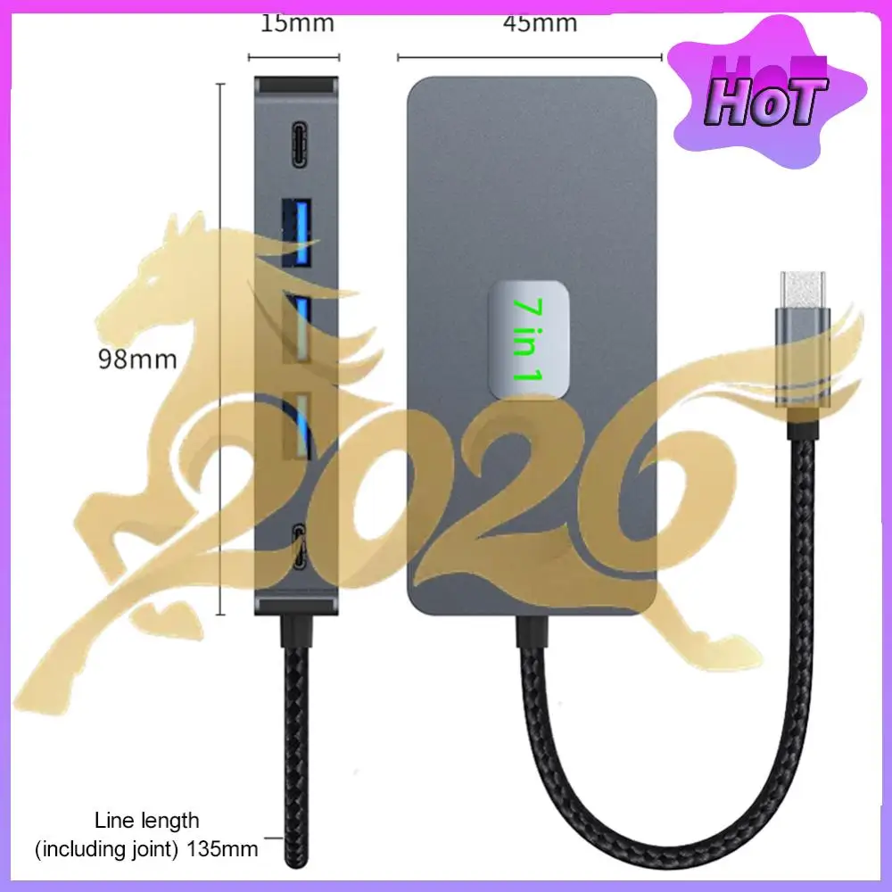 7 in 1 USB C Docking Station Dual HDMI-Compatible Monitor PD 100W USB-C Hub 3* USB3.0 & 1*USB-C USB C HUB for Dell XPS/HP/Lenovo