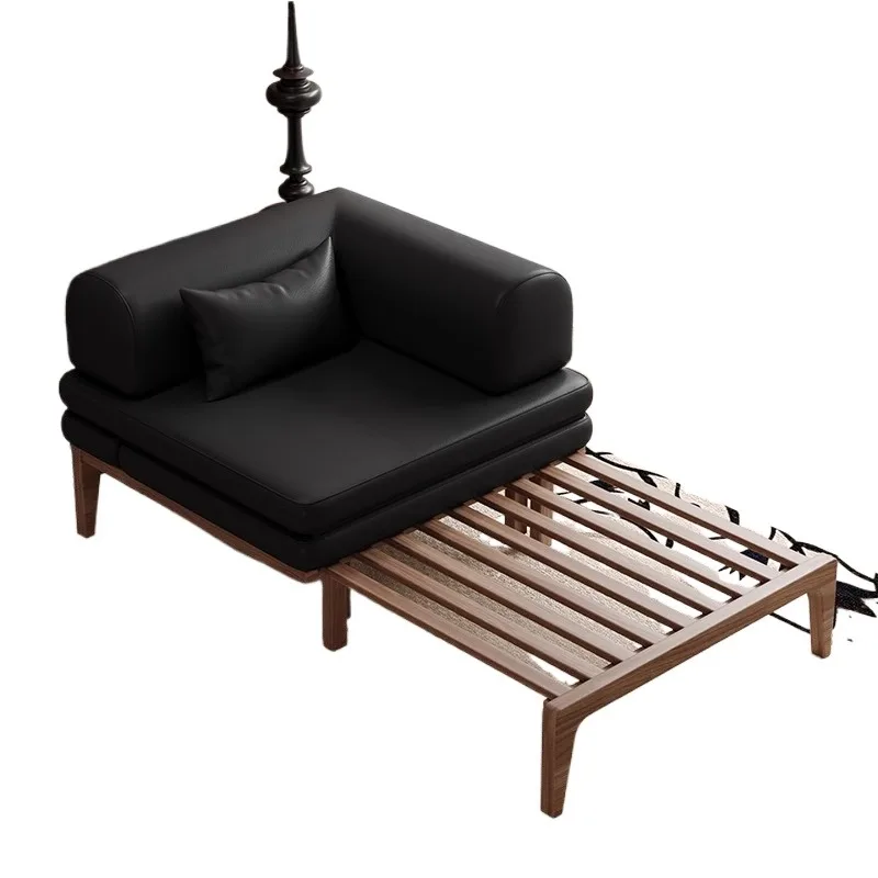 French medieval solid wood sofa living room small apartment balcony princess foldable single integrated dual-use