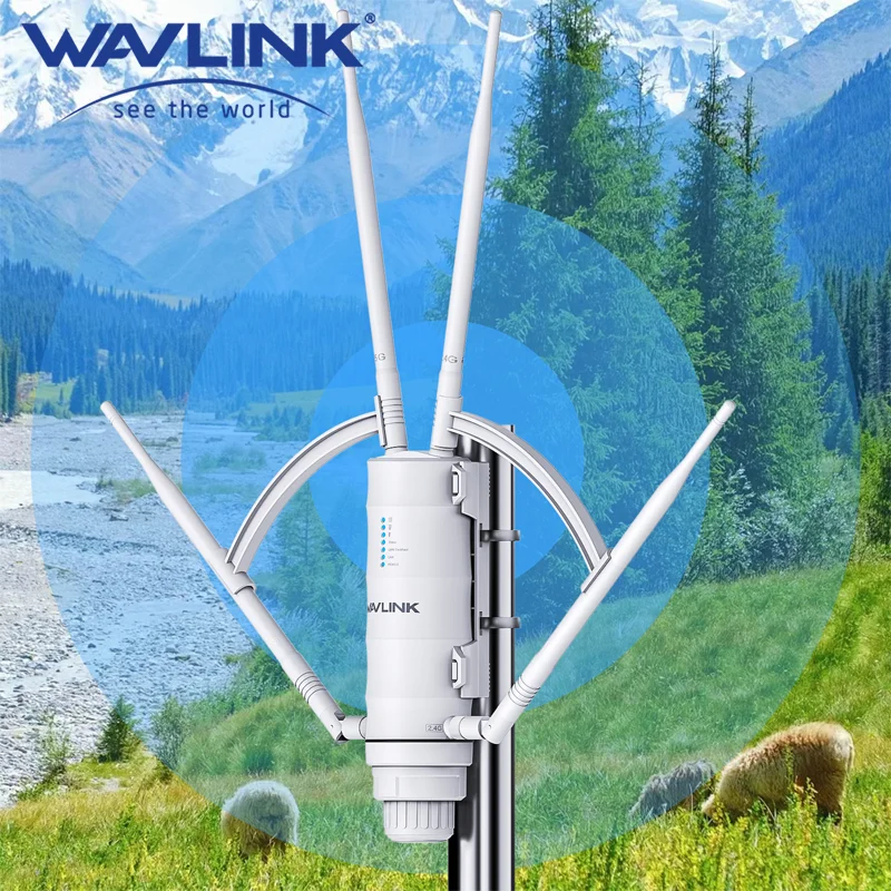 WAVLINK AC1200 Wifi Routers 5G Wifi 6 Outdoor Mesh Extender Long Range IP65/67 Waterproof WiFi Repeater with Passive/Active POE