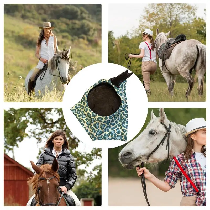 Horse Mosquitoes Face Cover Leopard Print Pattern Equestrian Supplies Breathable Anti-Mosquitoes Cover Horse Care Product Face