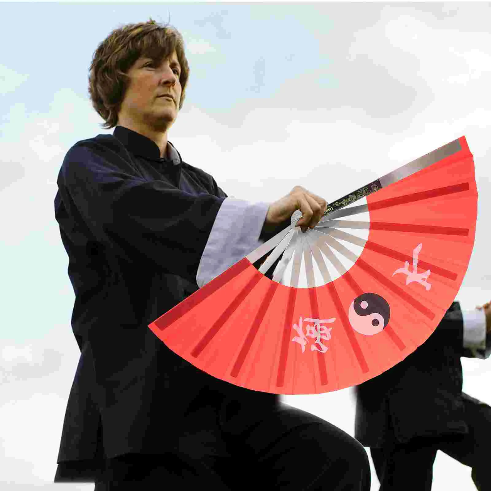 Tai Chi Fan Hand Held Fans Kung Fu Performance Prop Dancing Mini Foldable Handheld Cloth Stainless Steel Folding