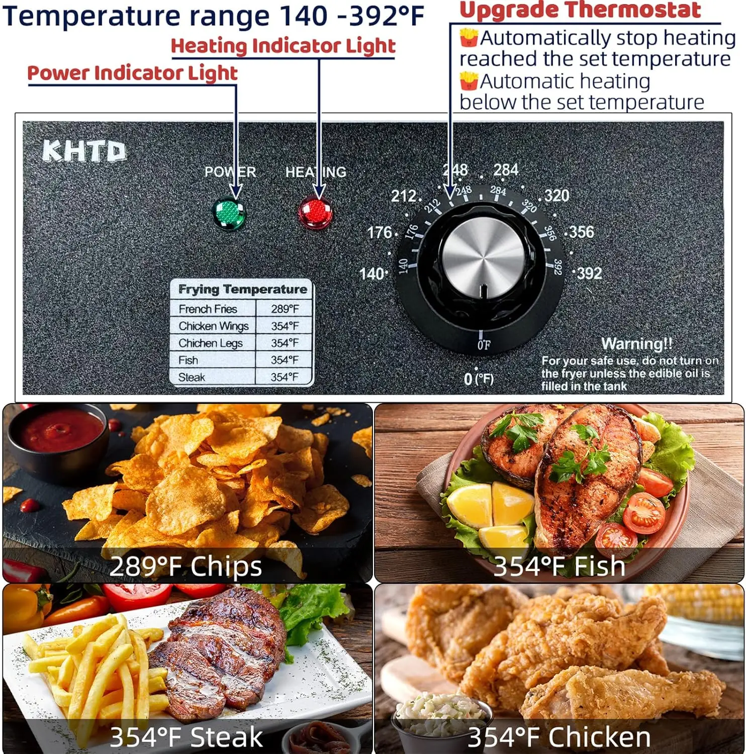 Friteuse électrique commerciale en acier inoxydable avec panier, grande capacité, friteuse à huile pour restaurant ou usage domestique, 3400W, 12,7 QT