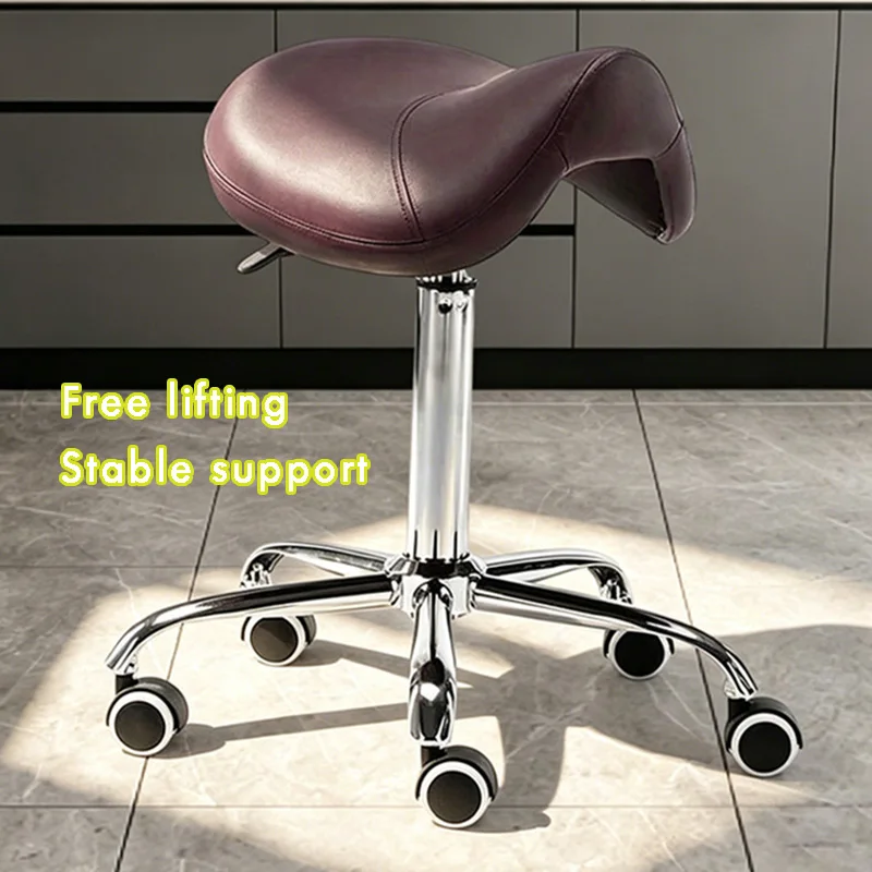 Solid Swivel Foot Saddle Stool ，Chair with Backrest for Cosmetology Shop Technician Spinning Lift Adjustable Height Chair